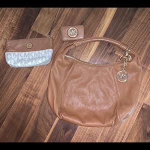 Michael Kors Leather Hobo, wristlet and card/change wallet.